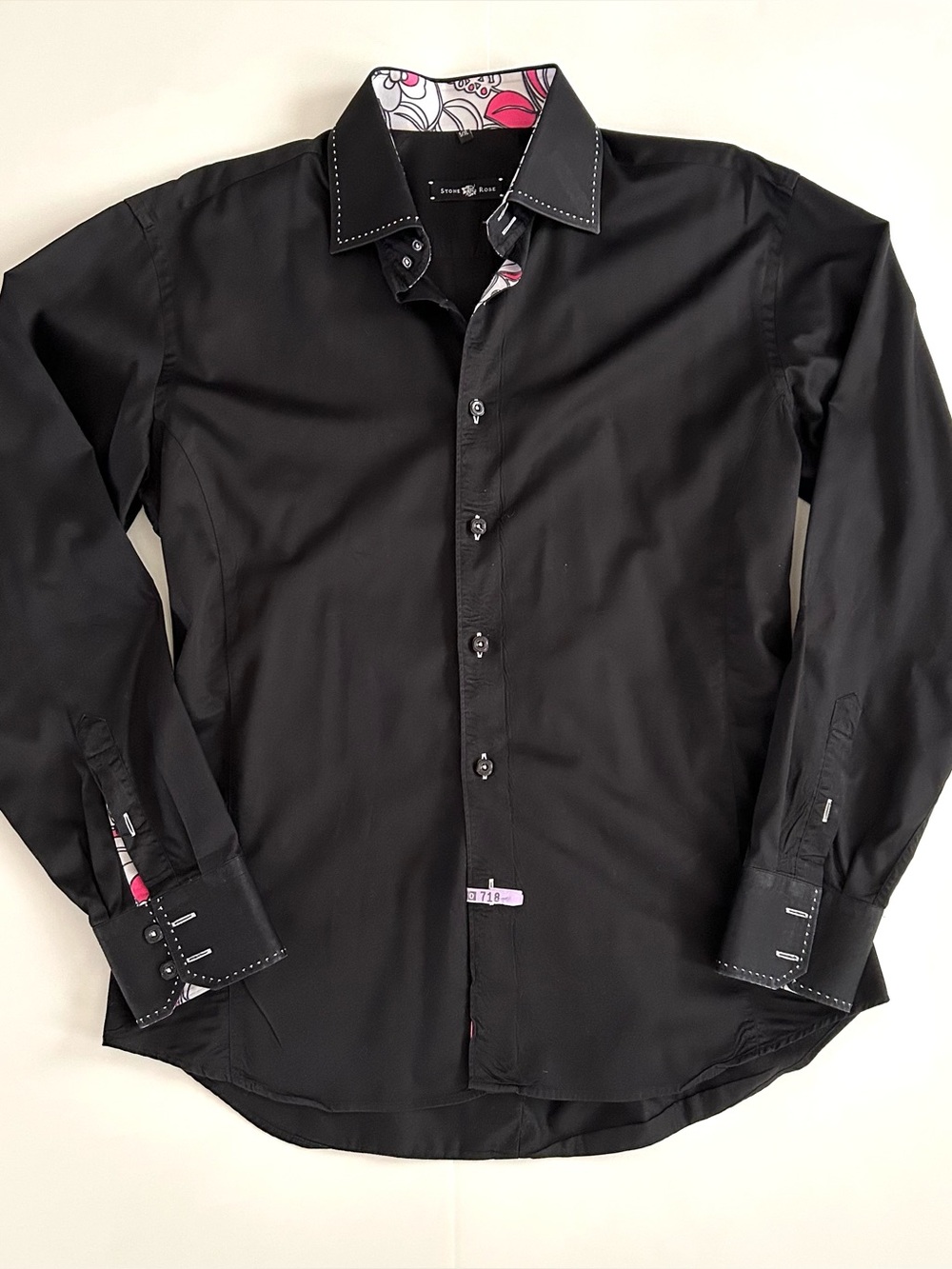 Stone Rose Black Cotton Shirt - Size XL - Mens
